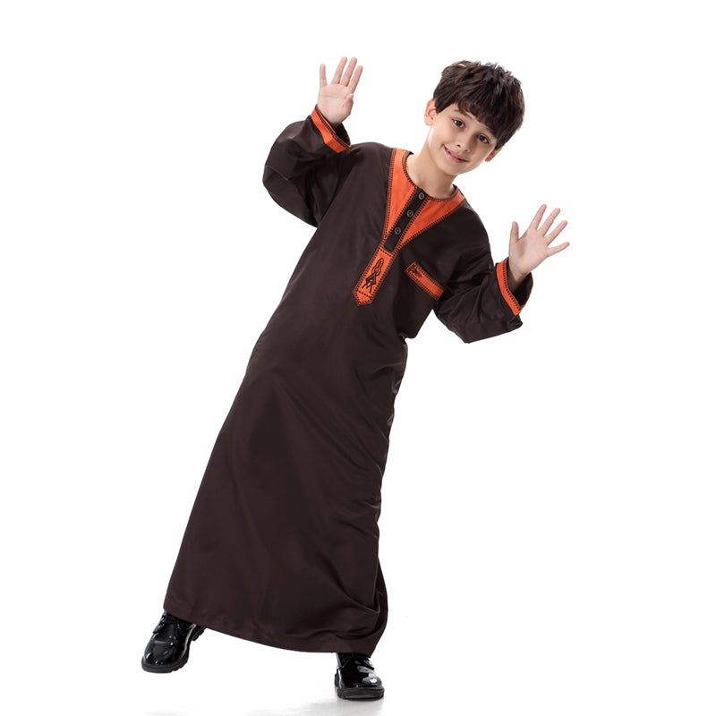 Thobe Thawb brodé arabe pour garçon musulman