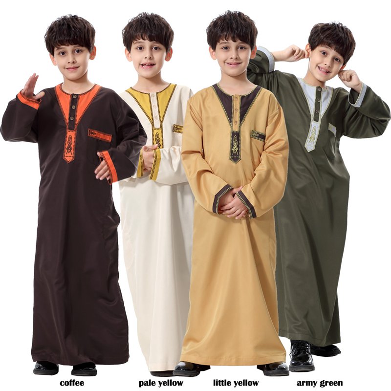 Thobe Thawb brodé arabe pour garçon musulman