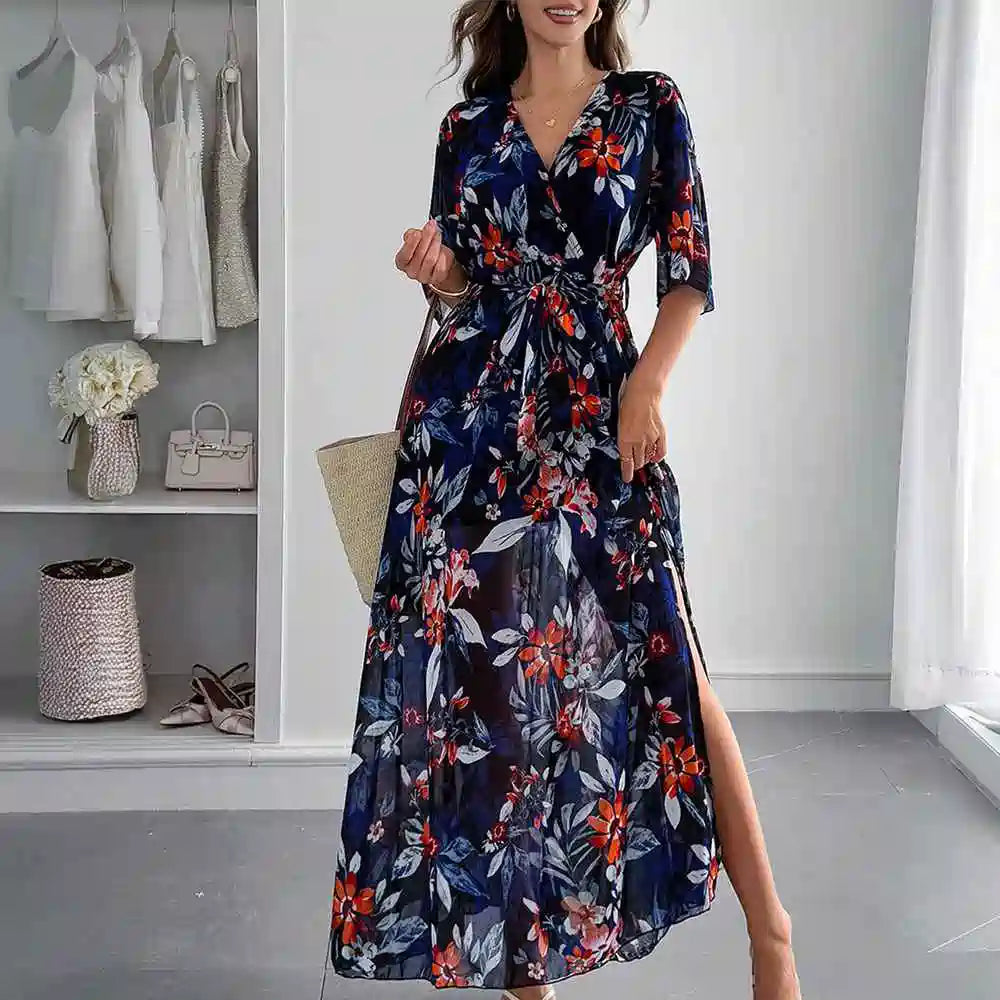 Robe imprimée à la taille #252393