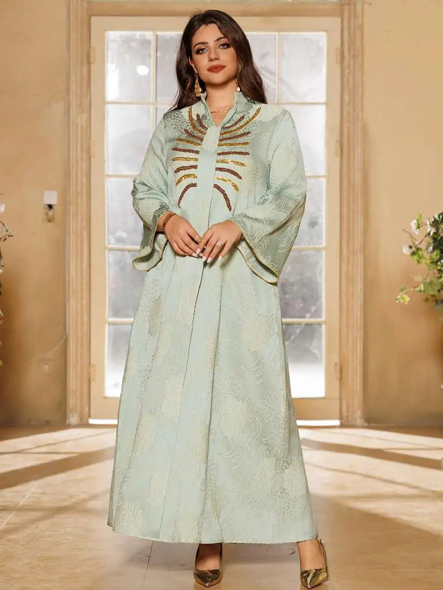 Robe caftan en jacquard de perles pour l'Aïd