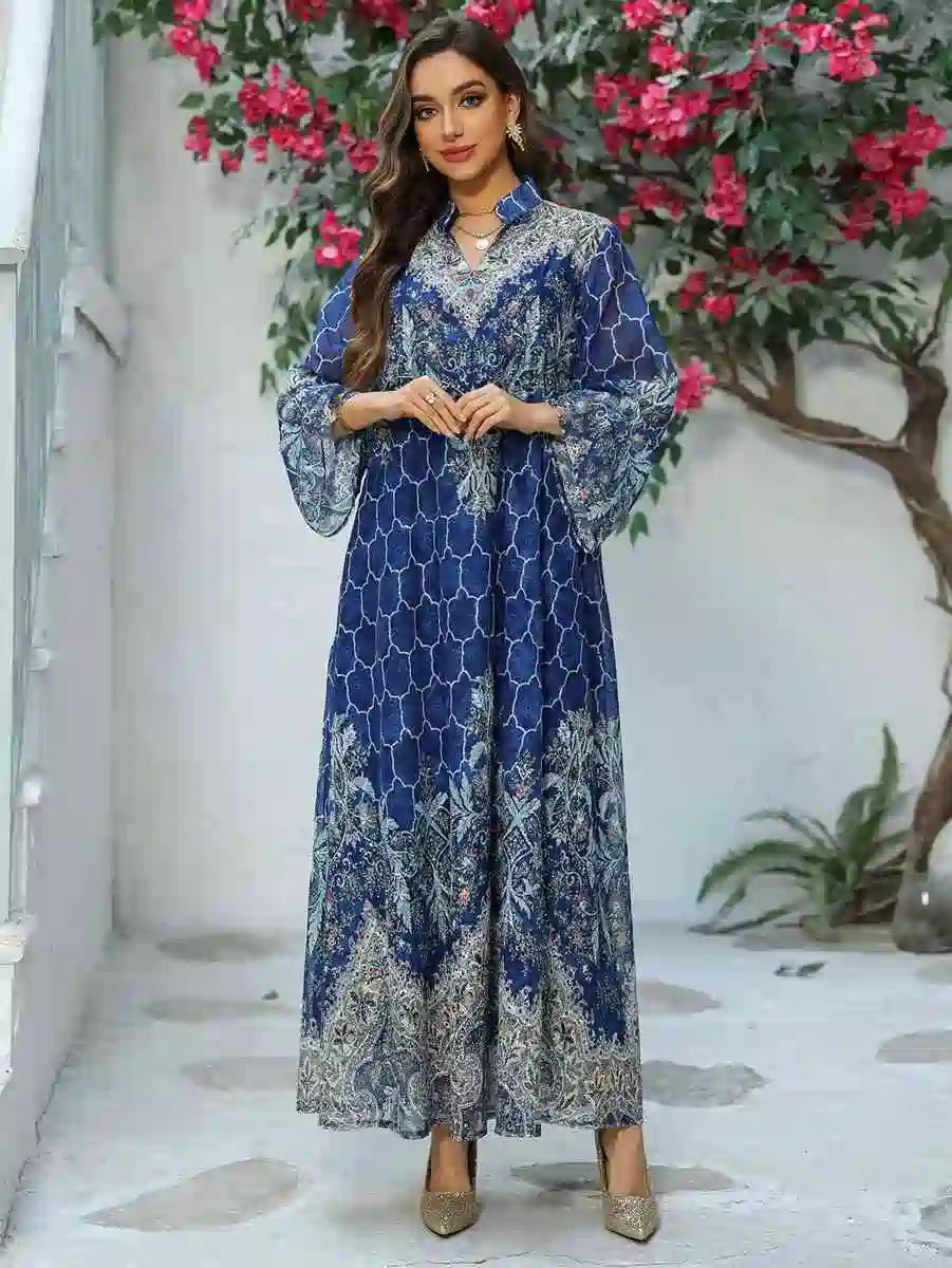 Robe de l'Aïd brodée et imprimée, caftan, robe caftan #25436