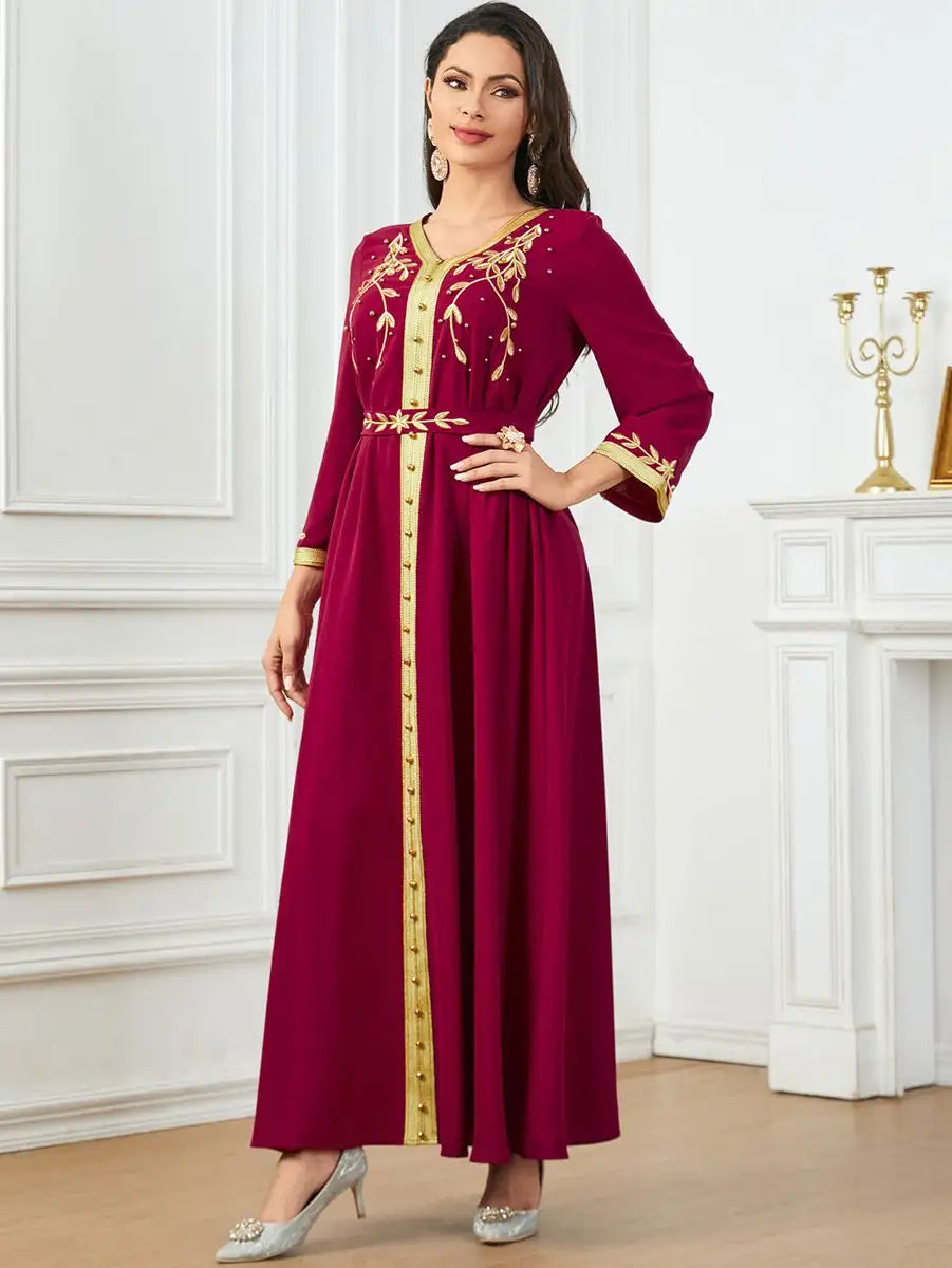 Robe de l'Aïd brodée de perles, caftan, robe caftan