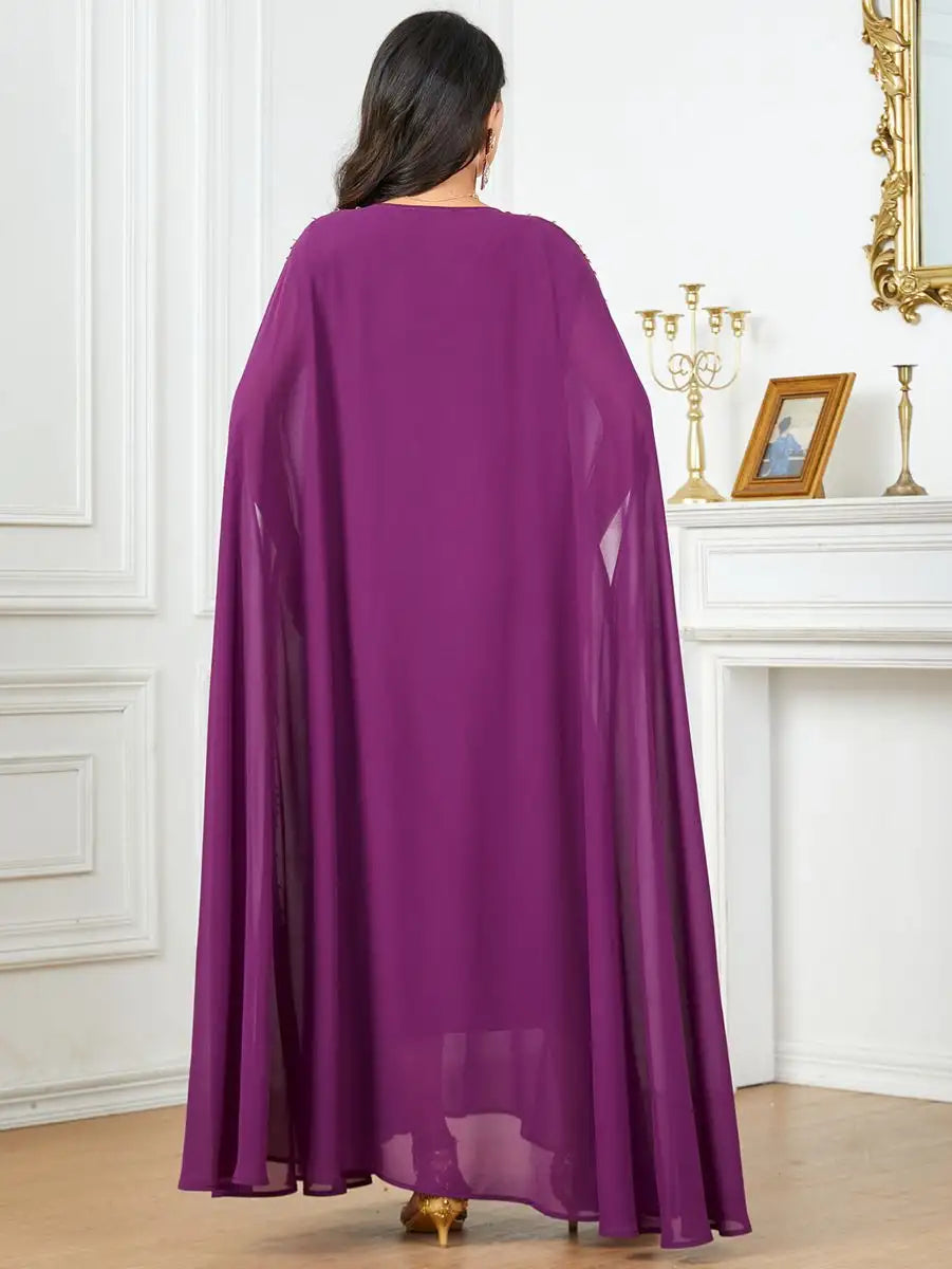 Robe de l'Aïd en mousseline de soie brodée pour femme musulmane, caftan