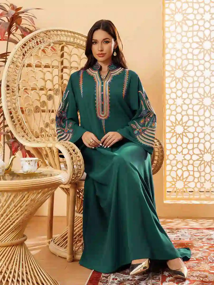 Robe caftan brodée en corde pour l'Aïd