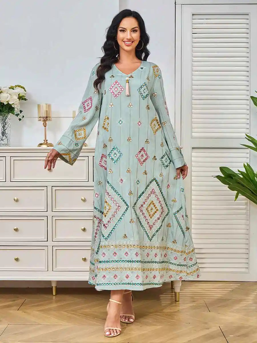 Robe caftan brodée de paillettes pour l'Aïd #24366