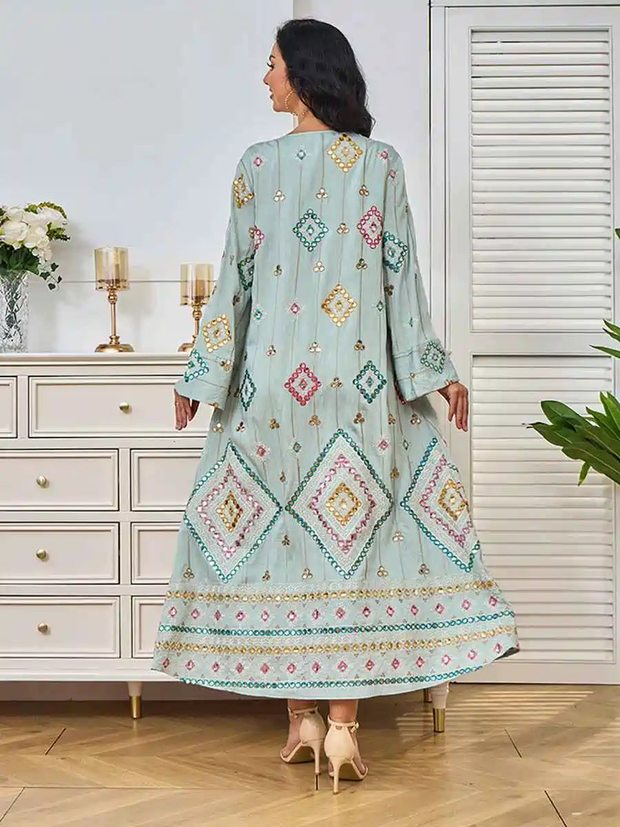 Robe caftan brodée de paillettes pour l'Aïd #24366