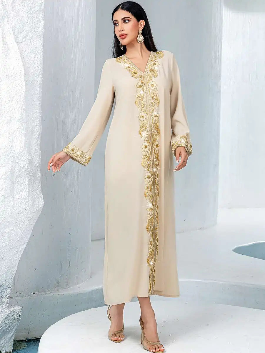 Embroidery Lace Eid Outfits Caftan Kaftan Dress #2540931