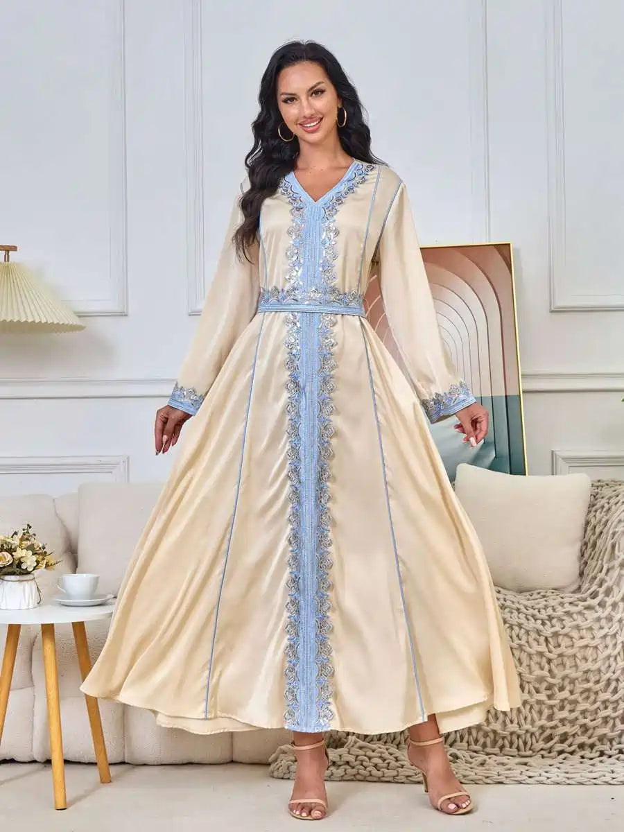 Robe de l'Aïd brodée à paillettes, caftan, robe de soirée et de mariage #25163