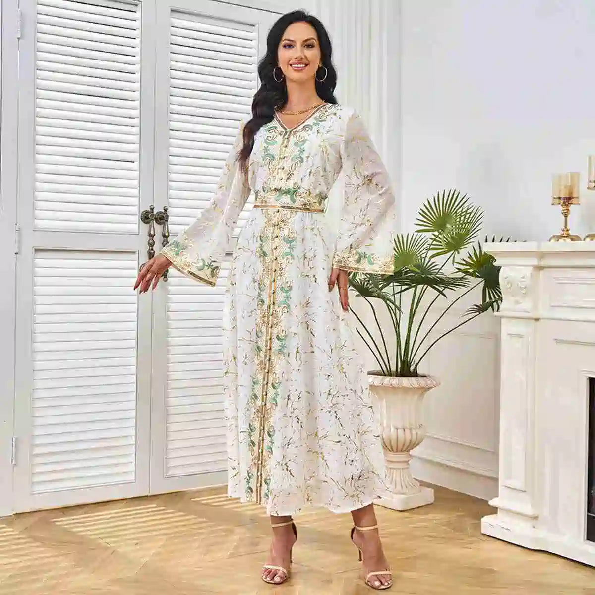 Robe caftan bronzante pour l'Aïd, idéale pour une fête ou un mariage, n° 25295