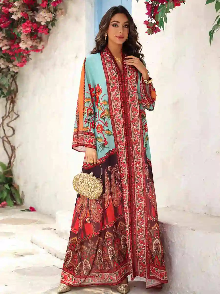 Hotfix Rhinestone Mukhawar Eid Dress Caftan Kaftan Dress Jalabiya #25476