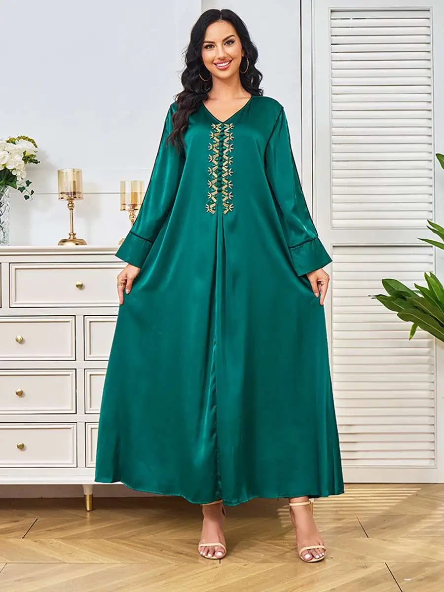 Robe caftan en perles de strass pour l'Aïd #25247