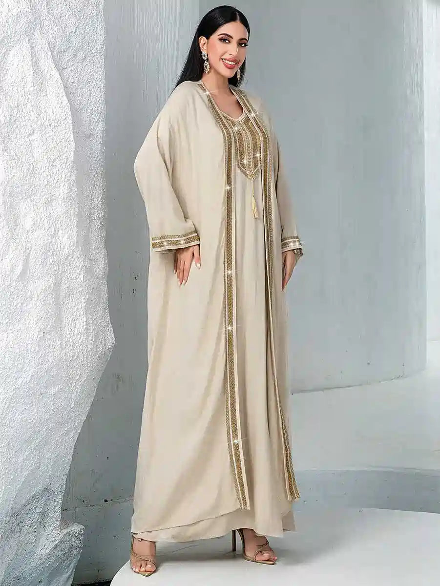 2 Pieces Set Hand Embroidery Eid Dresses Caftan Kaftan Dress #255051