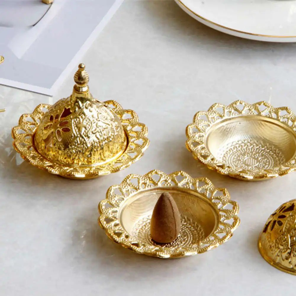 Brûleur d'encens Bakhoor en céramique doré, décoration d'intérieur arabe du Moyen-Orient
