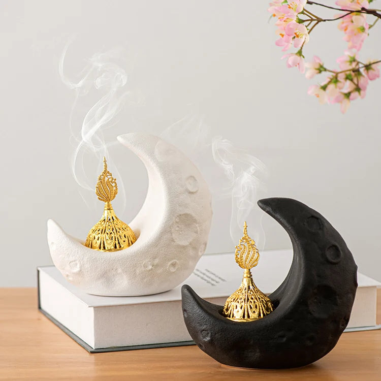 Brûleur d'encens Bakhoor en céramique arabe du Moyen-Orient, décoration d'intérieur