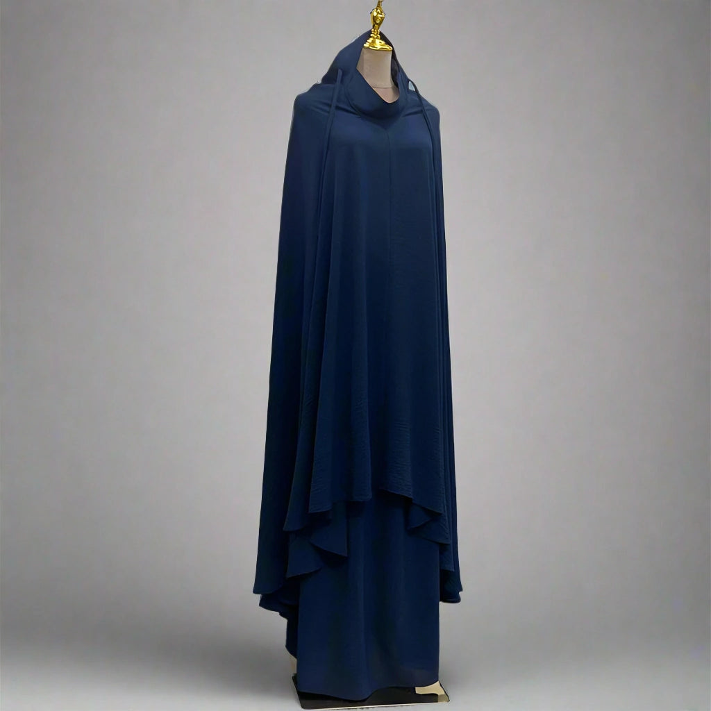 Ensemble 2 pièces pour femme musulmane du Ramadan, longue robe jilbab en satin avec jupe