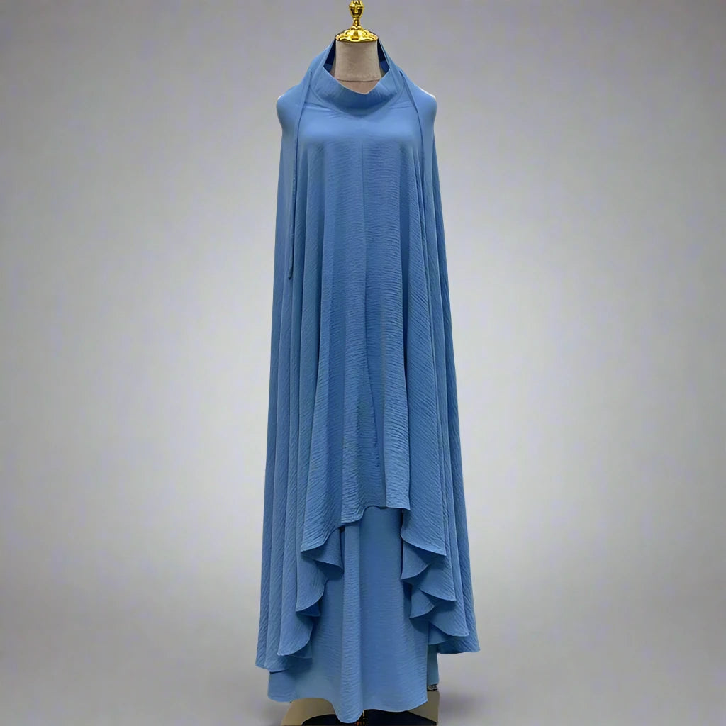 Ensemble 2 pièces pour femme musulmane du Ramadan, longue robe jilbab en satin avec jupe