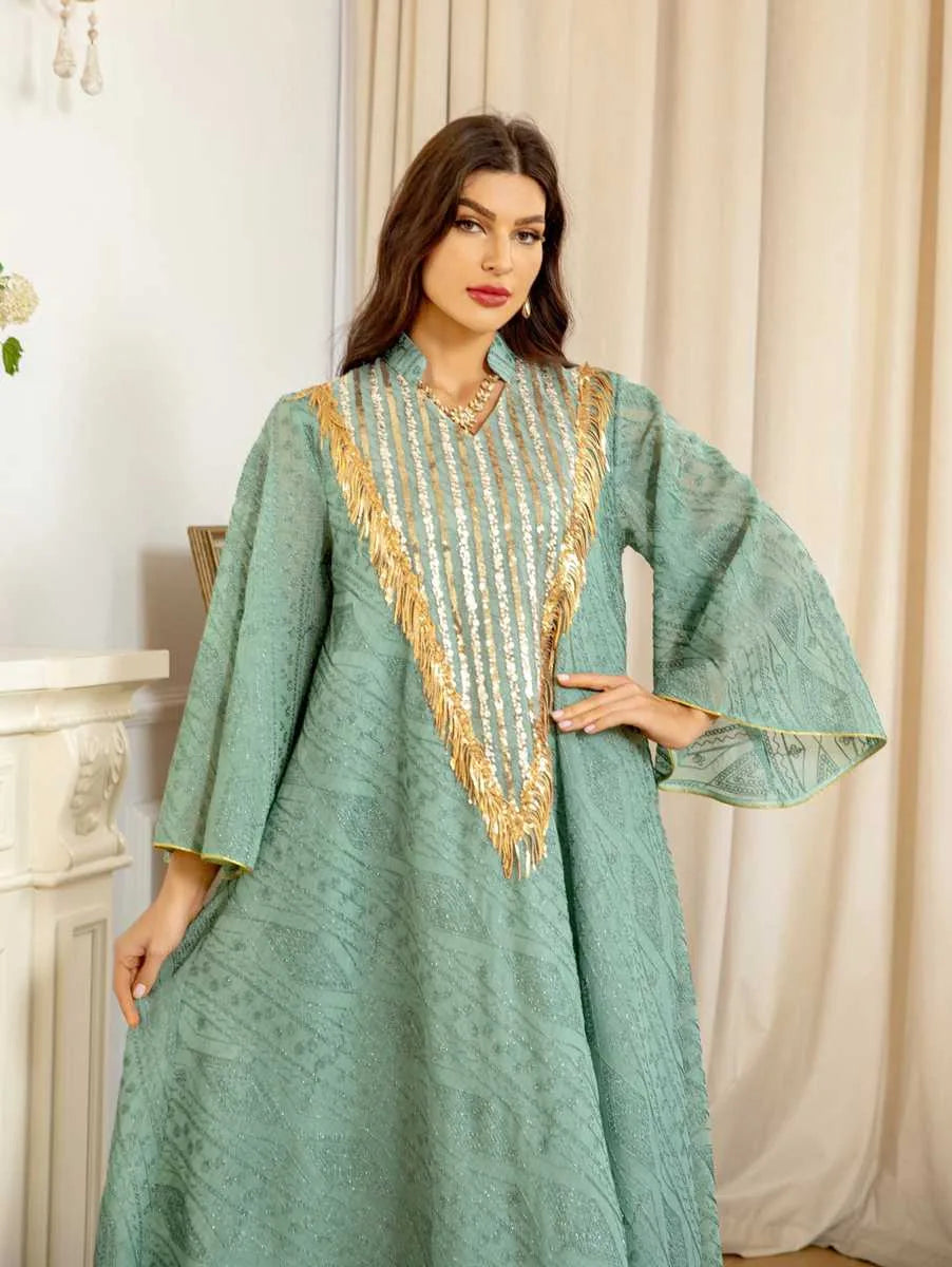 Robe de l'Aïd Doris Broderie Paillettes Femme Caftan Robe Caftan
