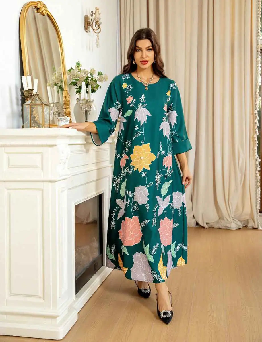 Robe de l'Aïd Hotfix Strass Perles Caftan Robe Kaftan