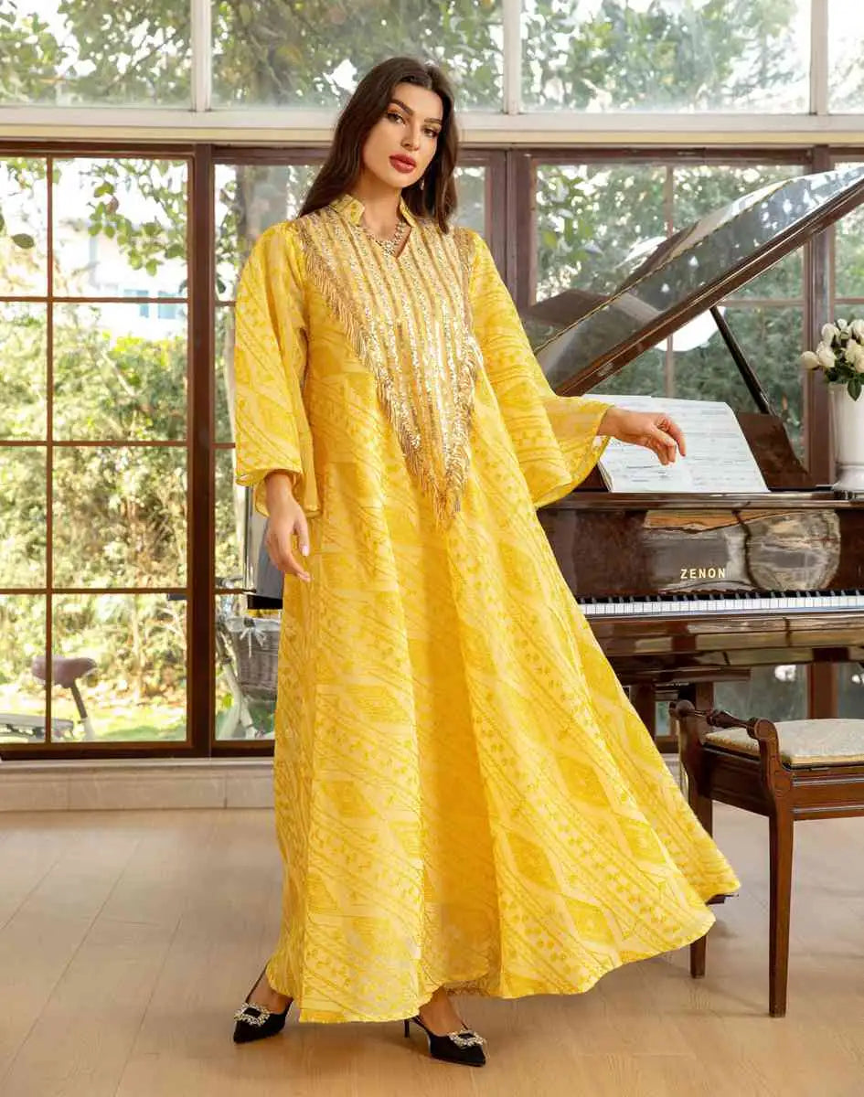 Robe de l'Aïd Doris Broderie Paillettes Femme Caftan Robe Caftan