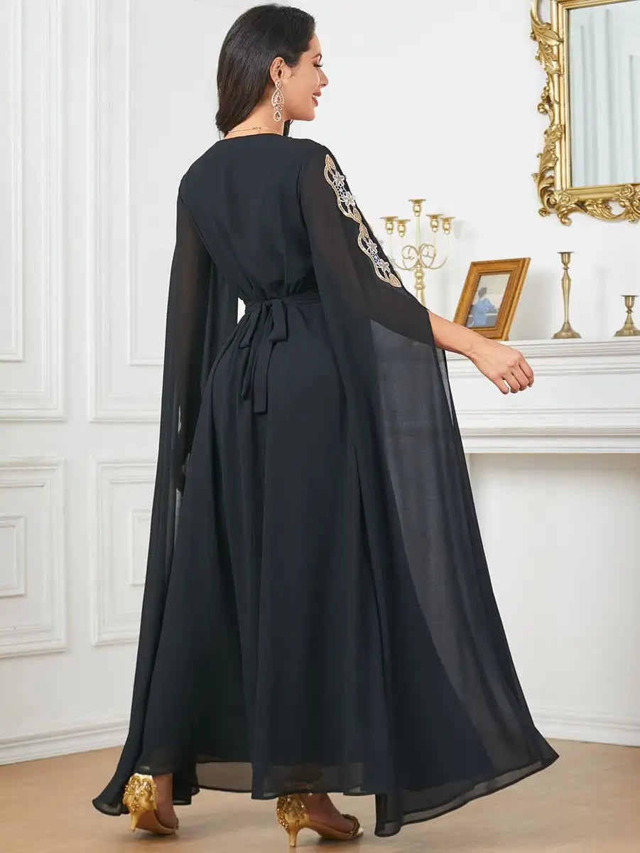 Robe Caftan arabe en mousseline de soie pour l'Aïd, Jalabiya