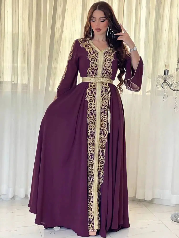 Embroidery Applique Eid Dresses Mukhawar Caftan Kaftan Dress #253737