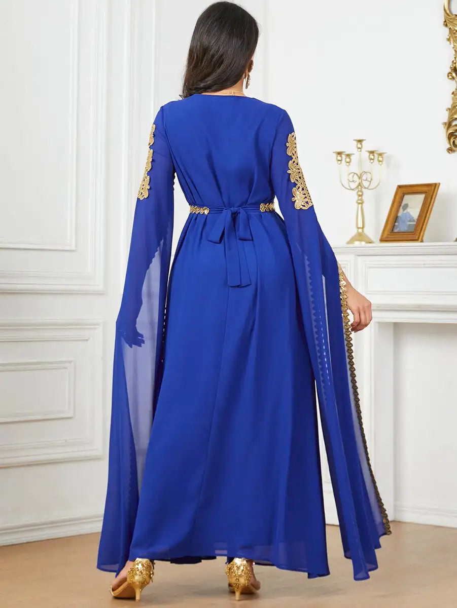 Robe caftan arabe en mousseline de soie à manches raglan pour l'Aïd