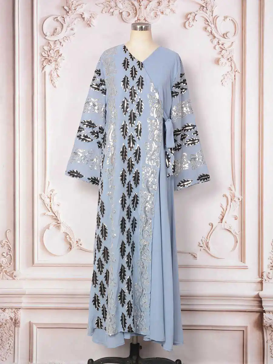 Arab Sequins Caftan Kaftan For Women - Mukhawar Jalabiya Eid Dress - #25M487