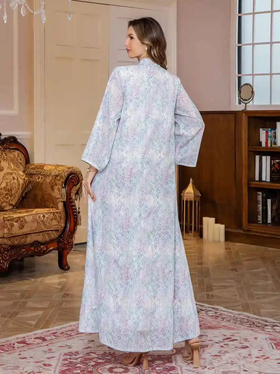 Eid Sequins Muslim Women Printed Caftan Kaftan Dress #25S157
