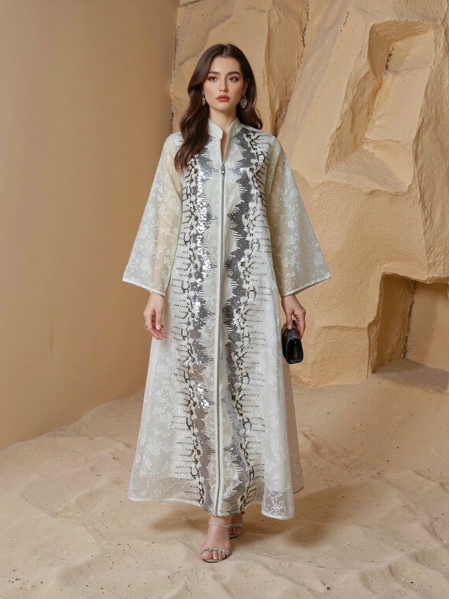 Sequins Eid Dress Muslim Women Caftan Kaftan Dress #26240