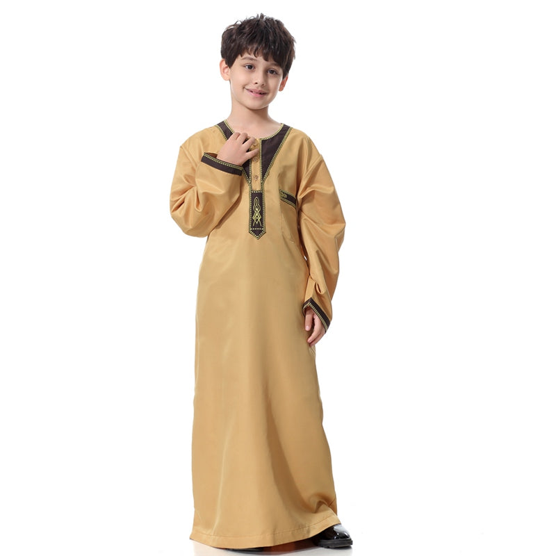 Thobe Thawb brodé arabe pour garçon musulman