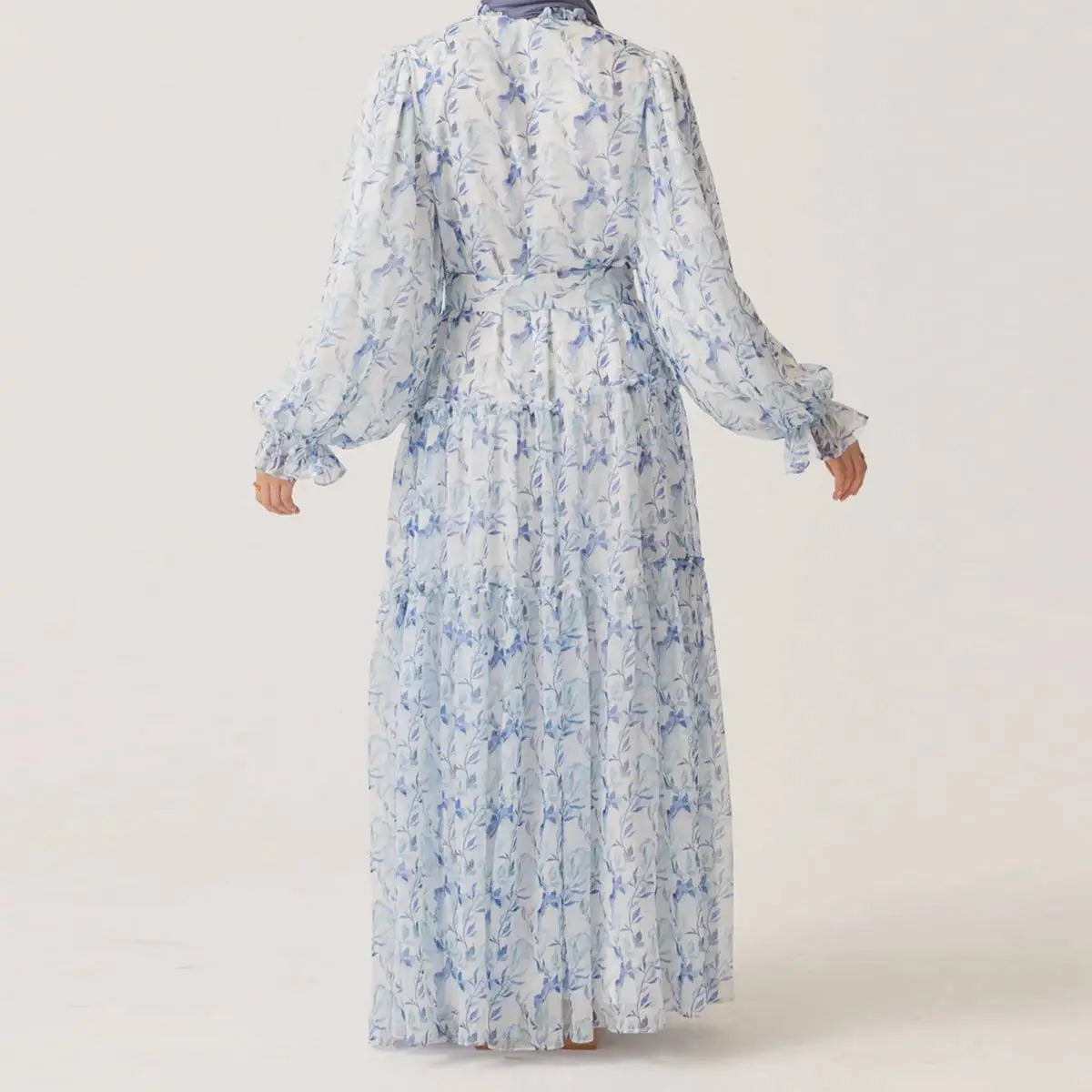 Robe Abaya imprimée en mousseline de soie pour femmes musulmanes