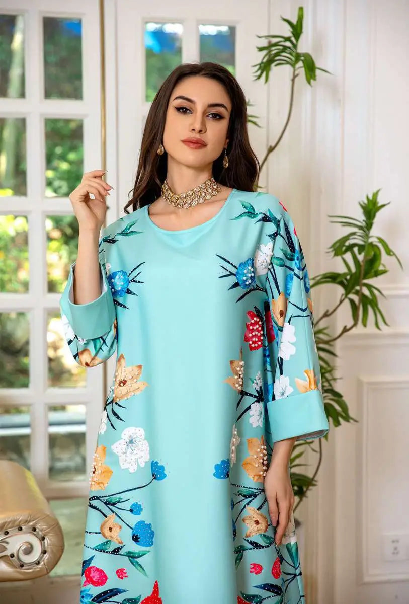 Robe Eid Robe Caftan Imprimé Arabe Caftan Abaya