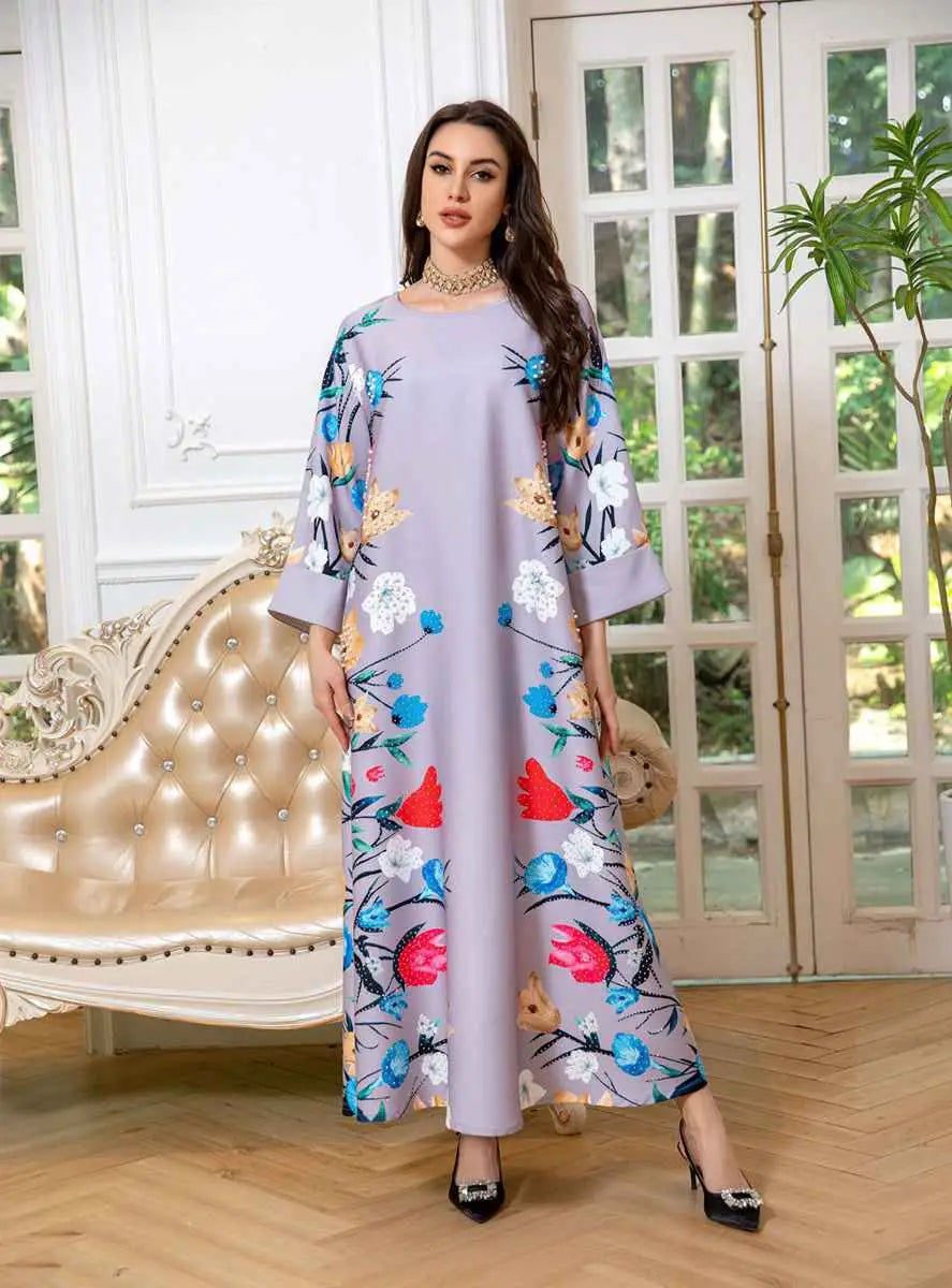 Robe Eid Robe Caftan Imprimé Arabe Caftan Abaya