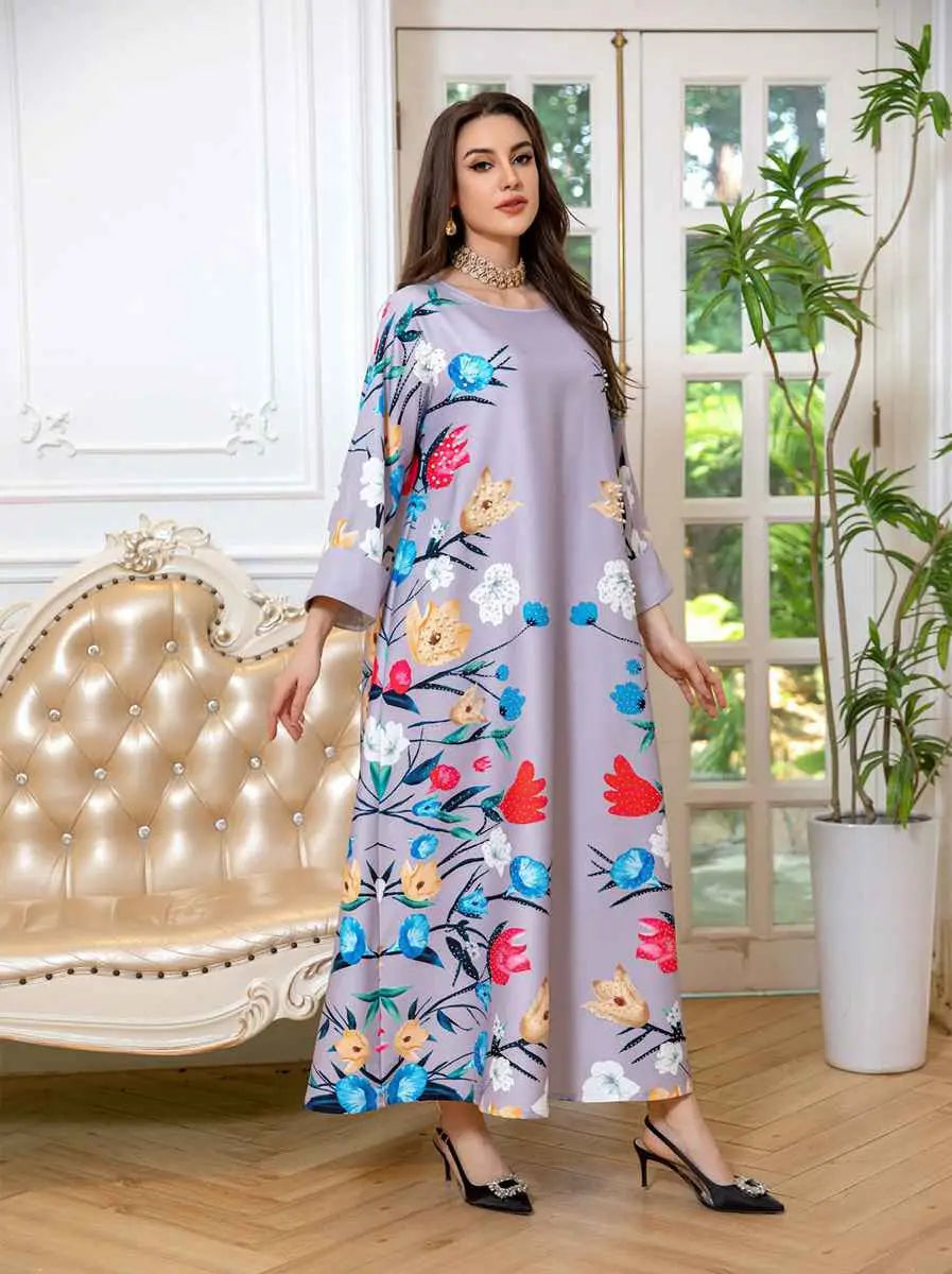 Robe Eid Robe Caftan Imprimé Arabe Caftan Abaya