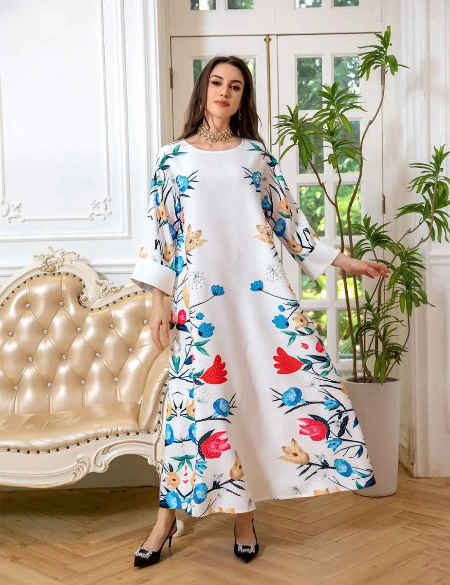 Robe Eid Robe Caftan Imprimé Arabe Caftan Abaya