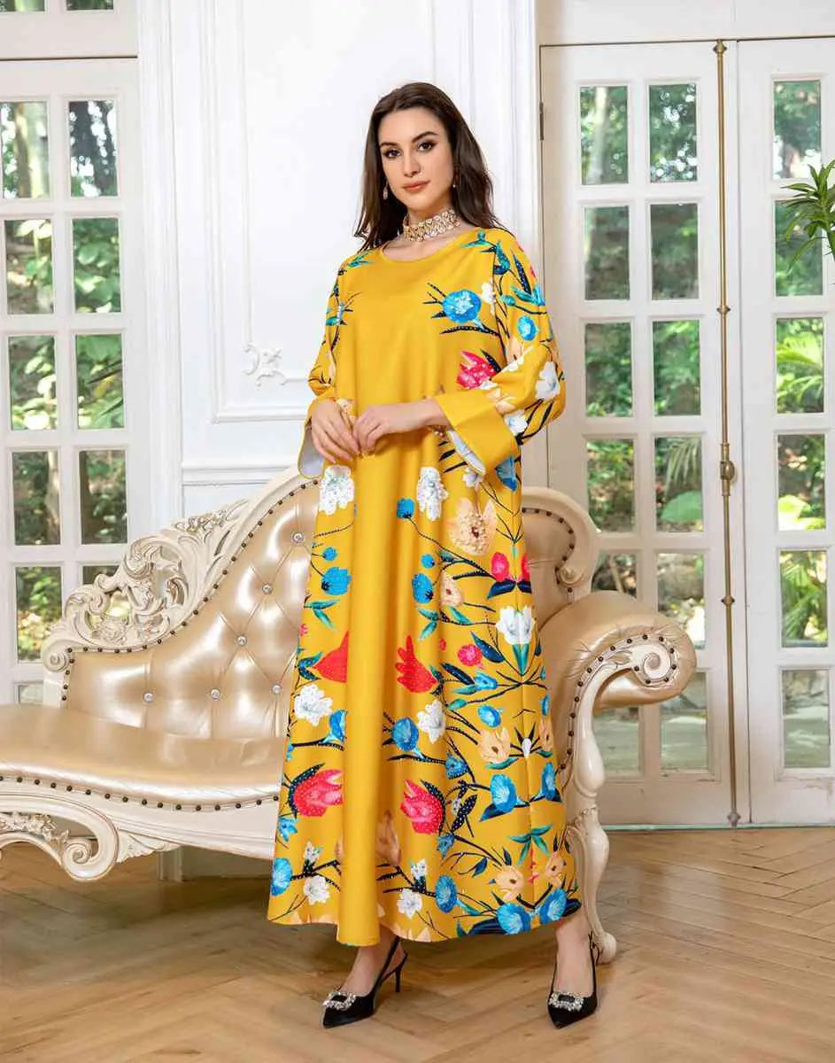 Robe Eid Robe Caftan Imprimé Arabe Caftan Abaya