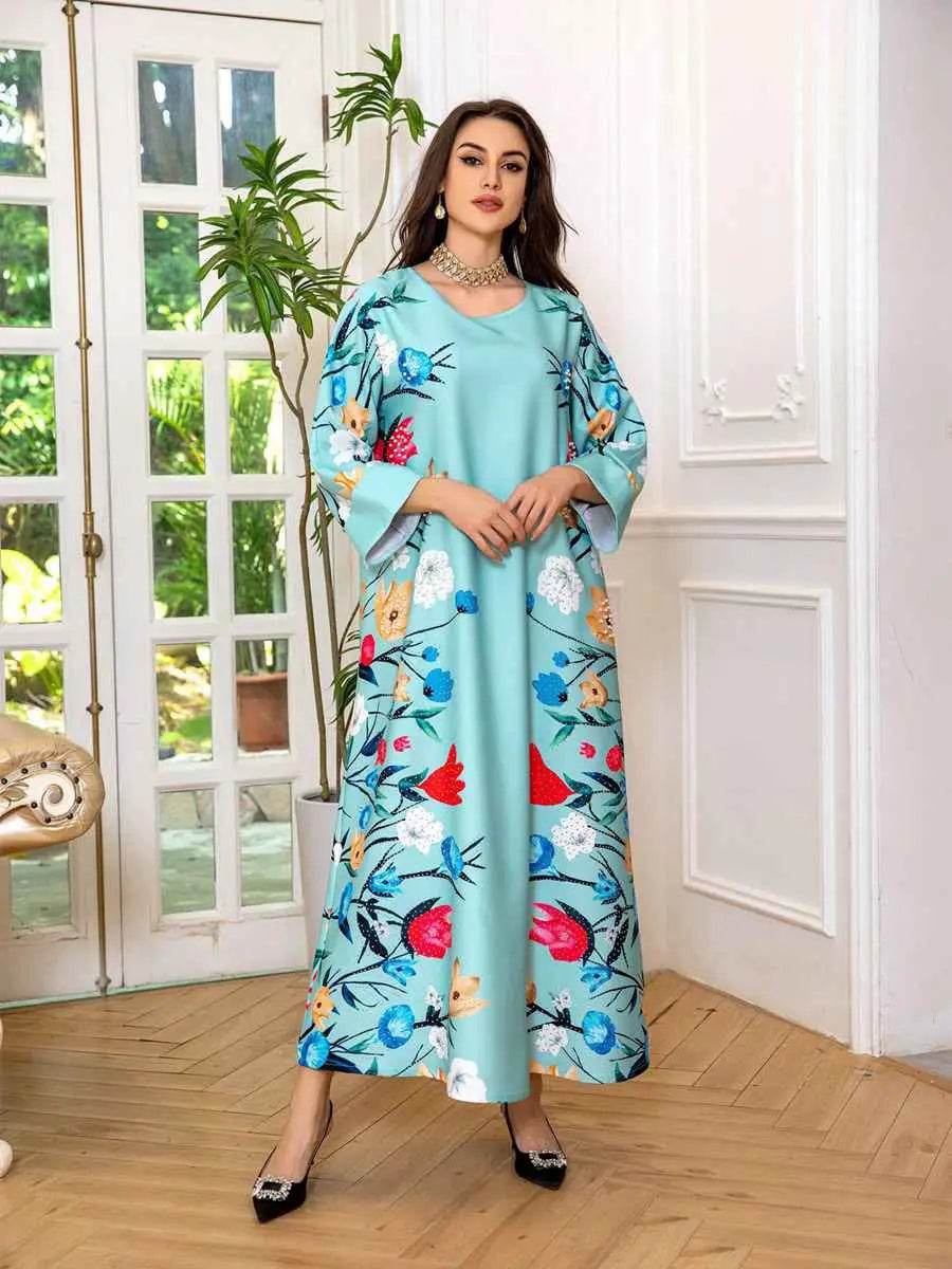 Robe Eid Robe Caftan Imprimé Arabe Caftan Abaya