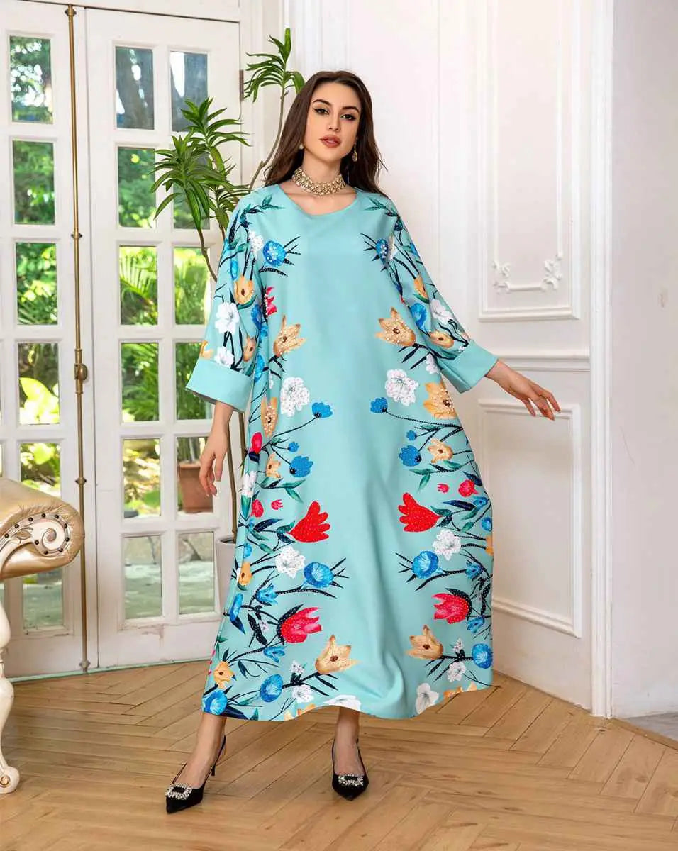 Robe Eid Robe Caftan Imprimé Arabe Caftan Abaya