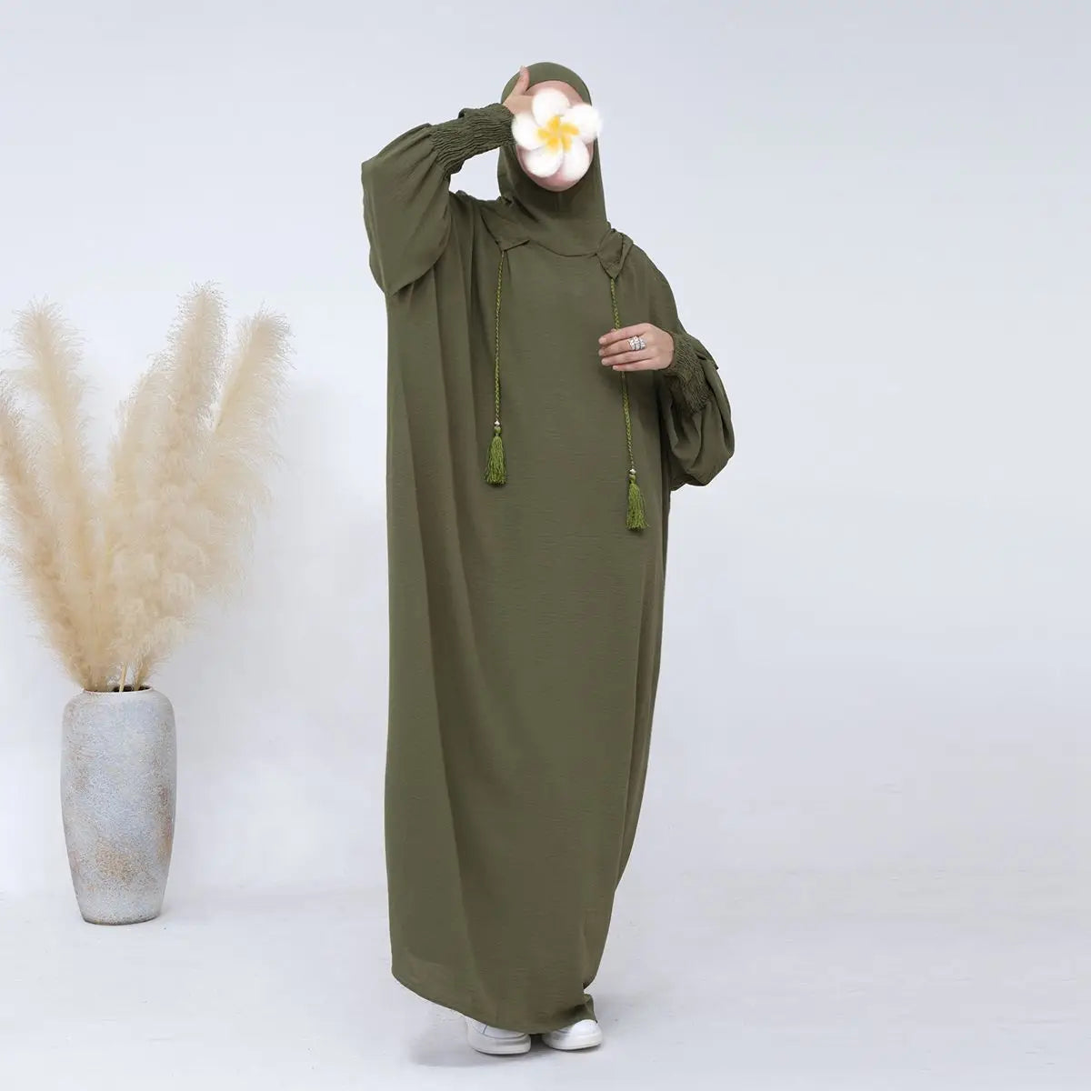 Robe de prière Abaya à capuche en coton mélangé Jilbab Vêtements Halal
