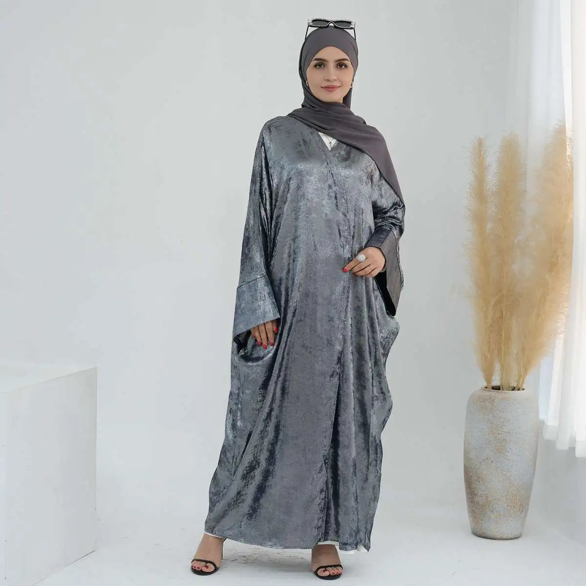 Robe Abaya ouverte en cardigan - Tissu bronzant