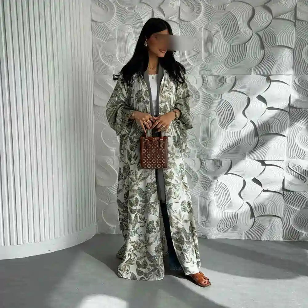 Robe Abaya ouverte en cardigan imprimé #25224