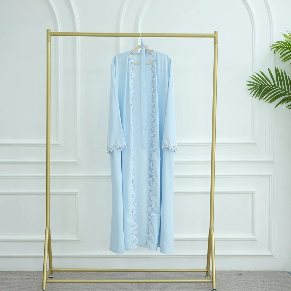 Robe Abaya ouverte Nida brodée de fleurs #251079