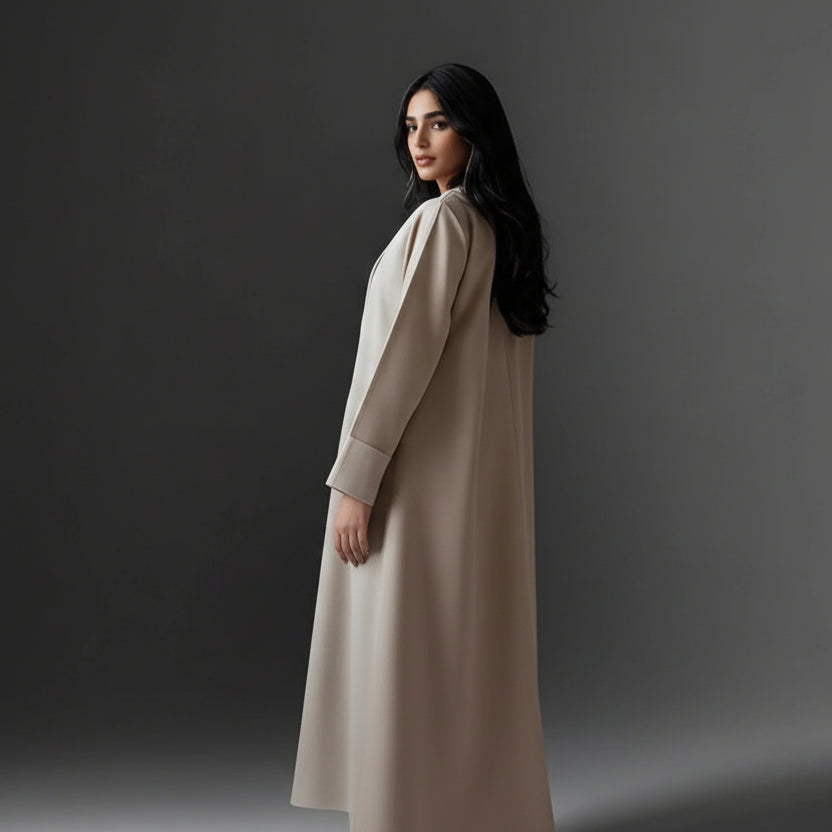Tailored Collar Open Abaya Dress #25177