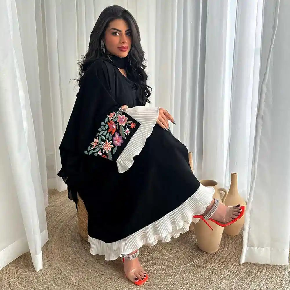 Robe Abaya ouverte en cardigan arabe brodé de Dubaï #25219