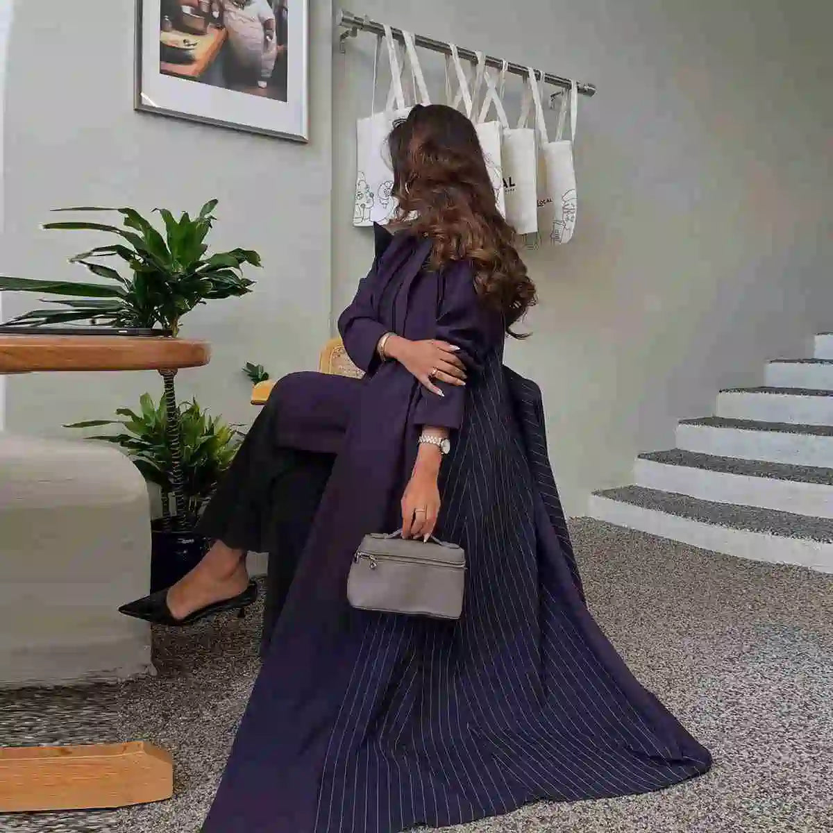 Robe Abaya ouverte en cardigan - Violet - #25178
