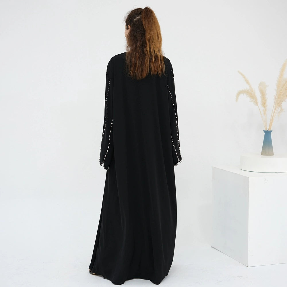Hand-stitched Beads Nida Open Abaya Dress #251023