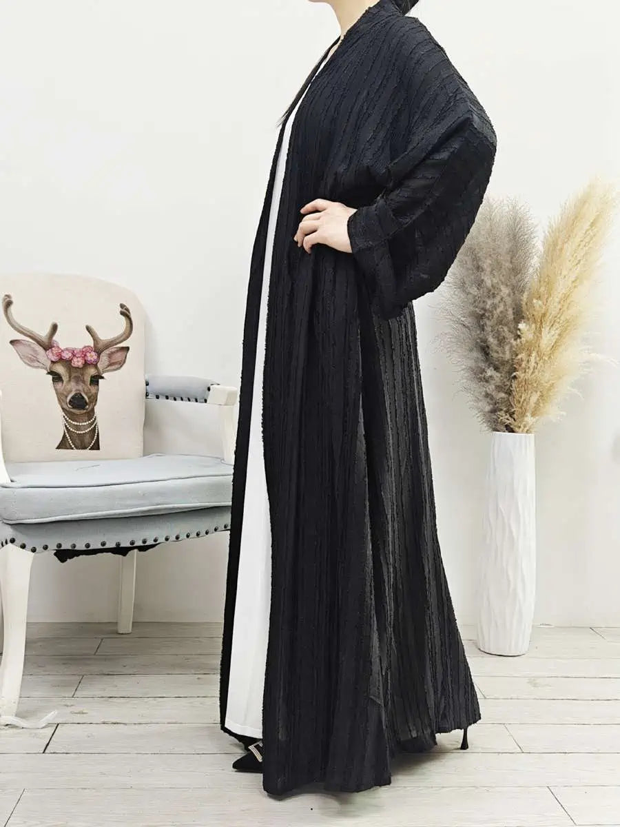 Robe Abaya ouverte avec foulard hijab et poche