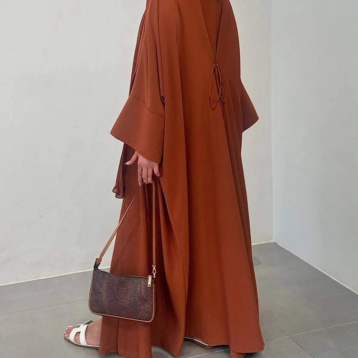 Robe Abaya ouverte en cardigan froissé #25174