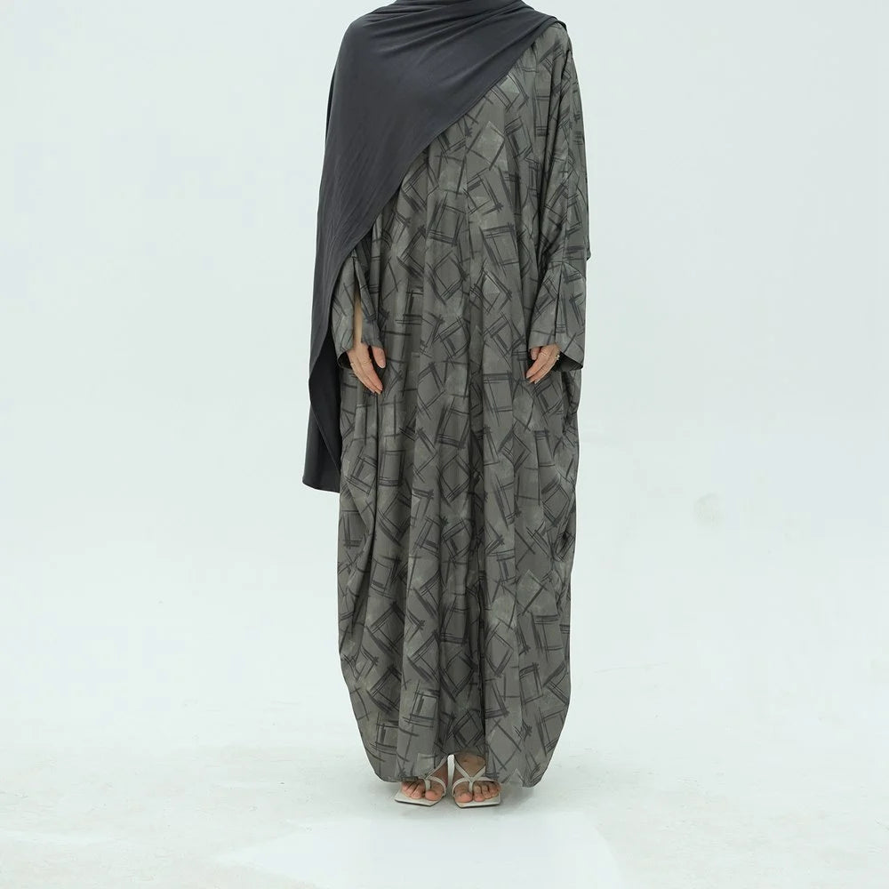 Robe abaya ouverte à imprimé cardigan Moyen-Orient Dubaï #25983