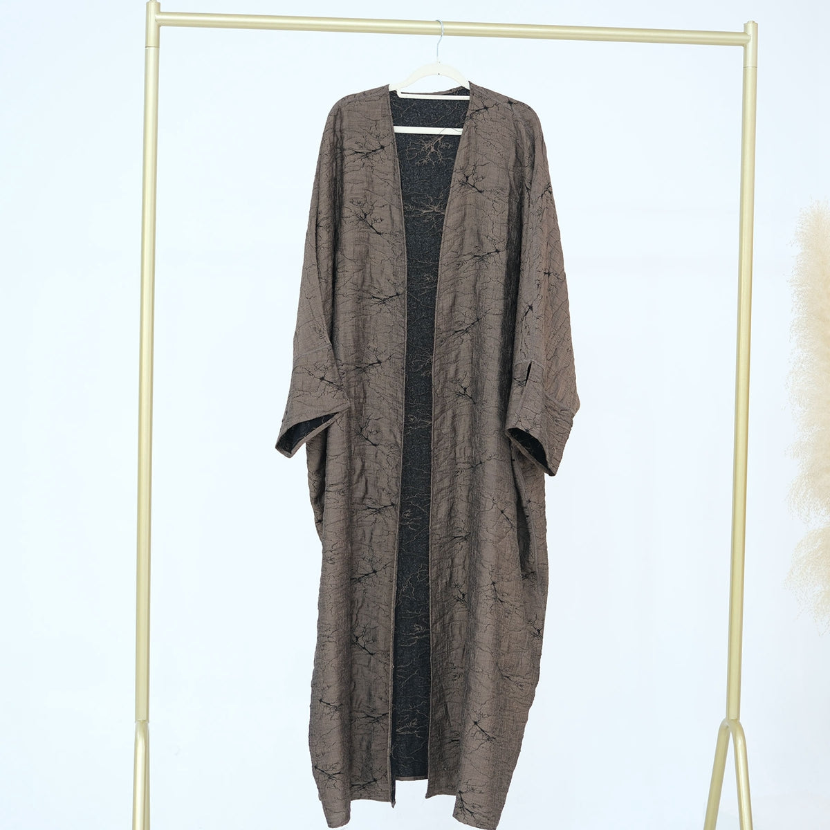 Muslim Women Reversible Double-sided Jacquard Open Abaya Dress #26B012